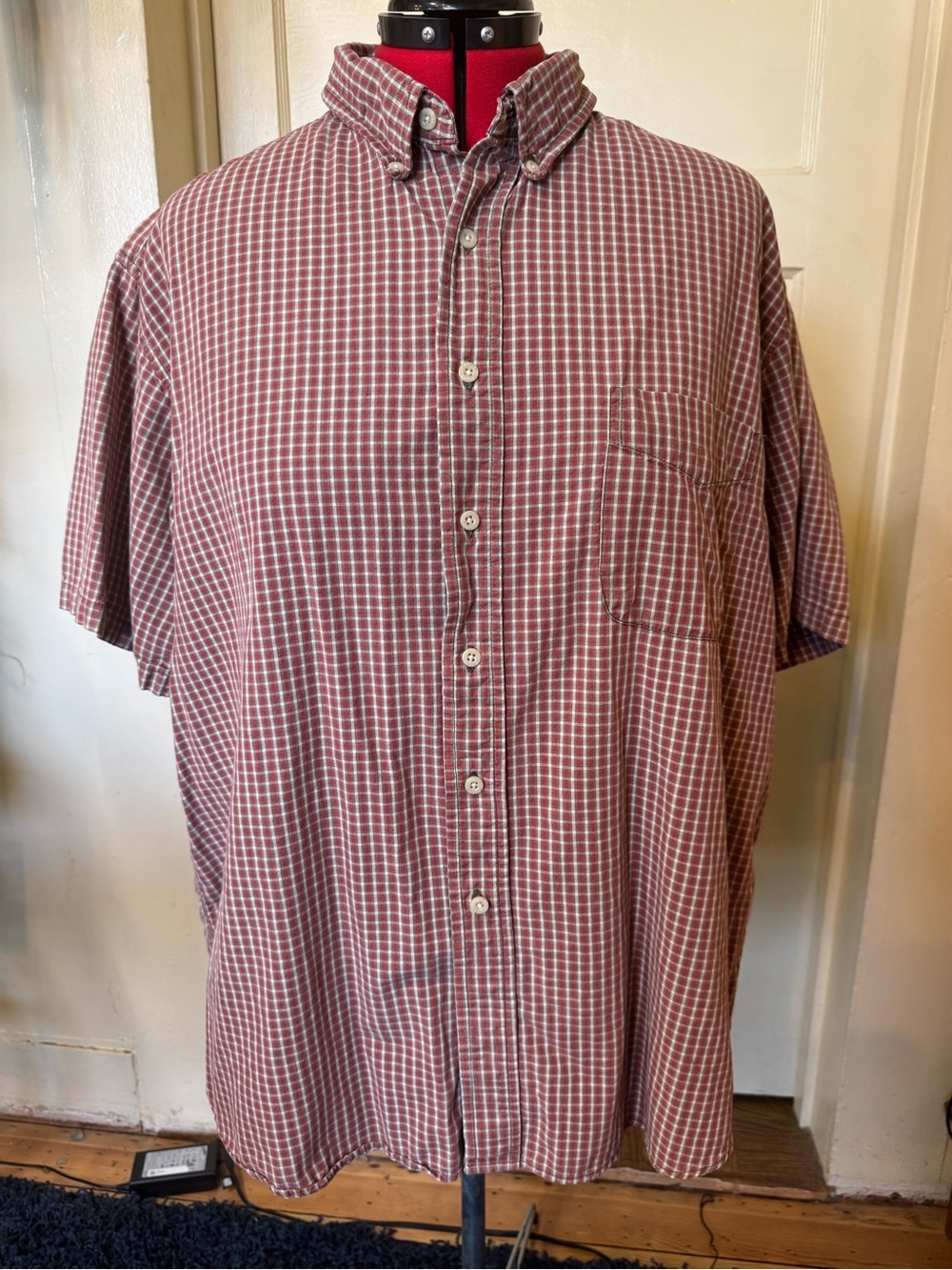 Vintage Route 66 Men’s 2XL Plaid Shirt 100% Cotton Short Sleeve Button Down